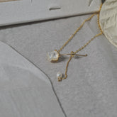 14K Gold-Filled Handmade Moonlight Rose & Natural Pearl Necklace
